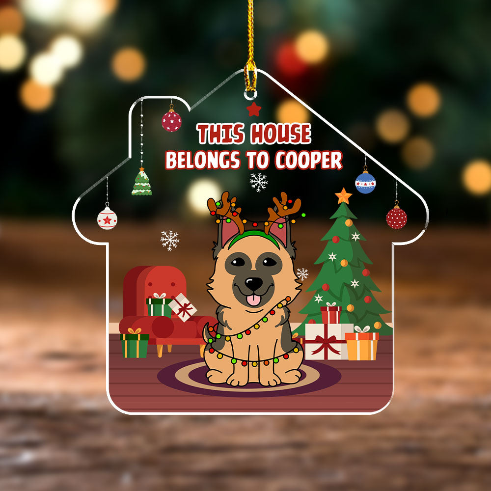 This House Belongs - Customizable Personalized Acrylic Christmas Ornament with 4' Diameter