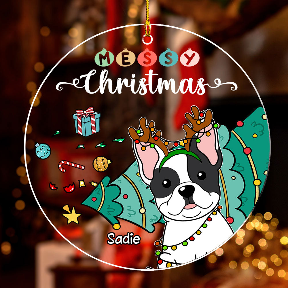 Festive Messy Holiday - Personalized Custom 4' Diameter Acrylic Christmas Ornament