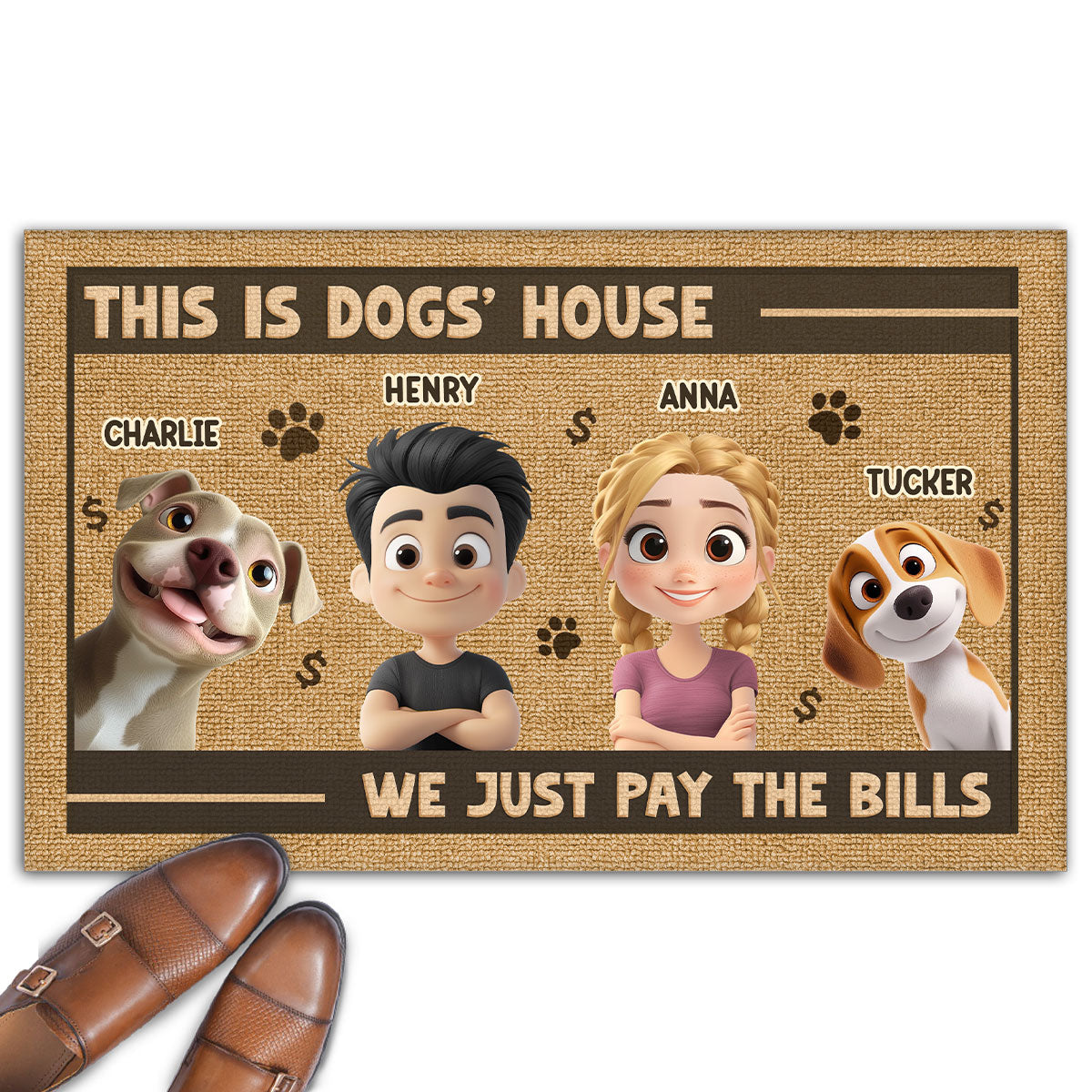 Pay The Bills - Personalized Custom Pet Picture Doormat with Multiple Sizes and Quality Options