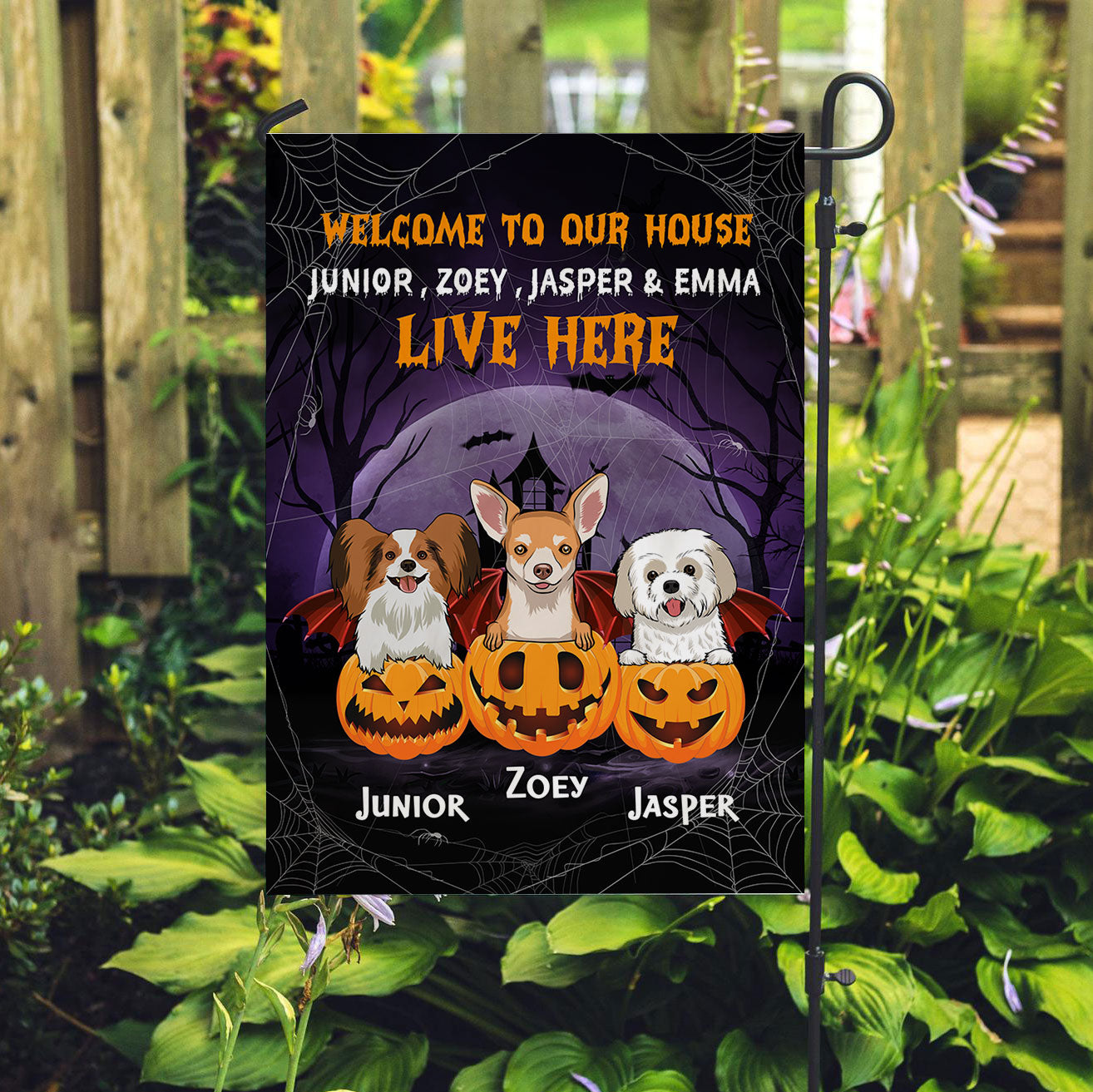 Personalized Custom Pumpkin Dog Garden Flag - Ideal for Pet Lovers