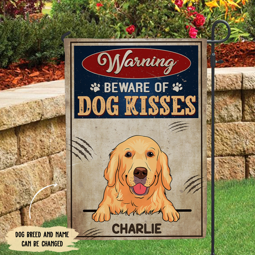 Customizable Personalized Dog Kisses Garden Flag in 12' x 18' and 28' x 40' Sizes