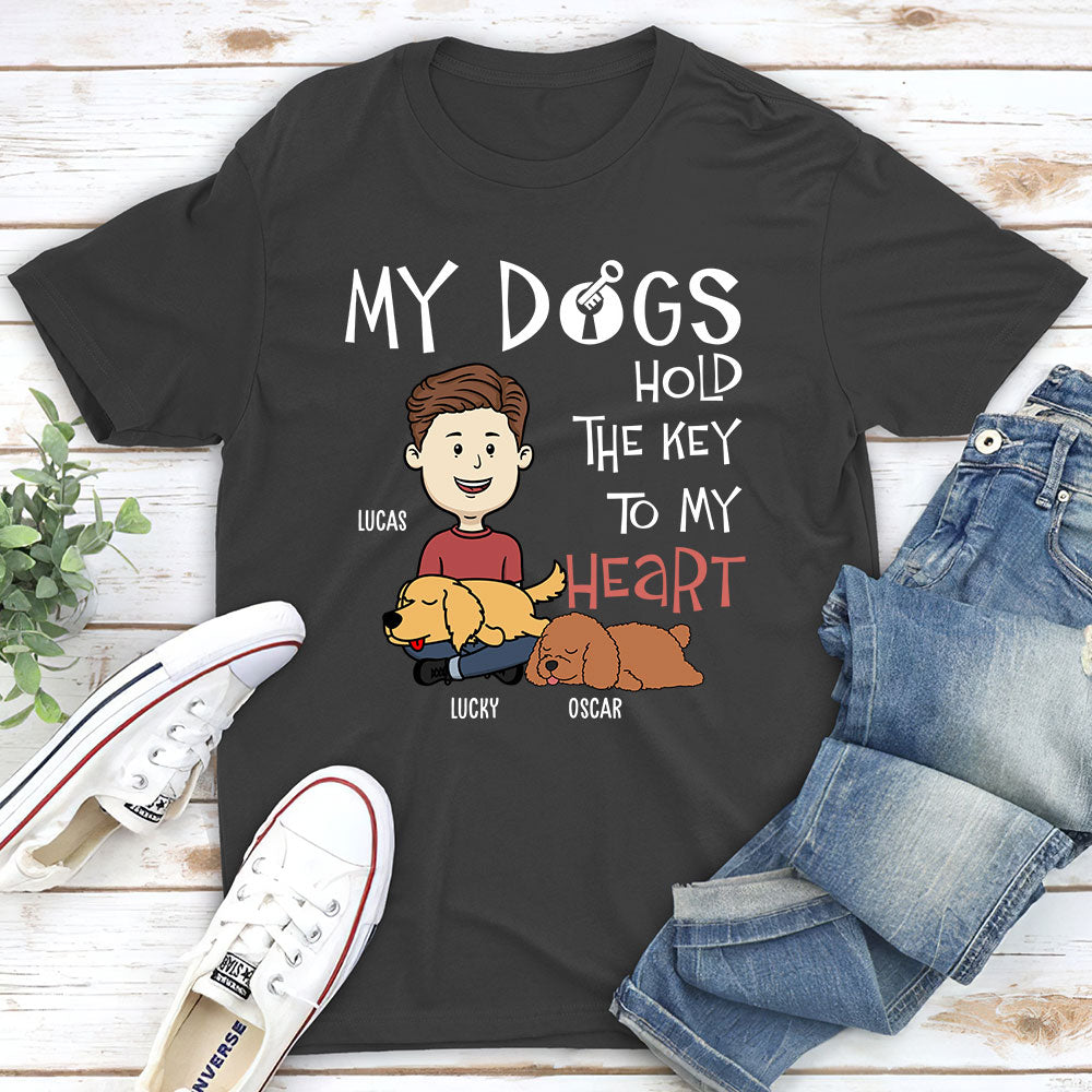 My Dog Holds The Key To My Heart - Personalized Custom Unisex 5.3 oz T-shirt for Pet Lovers