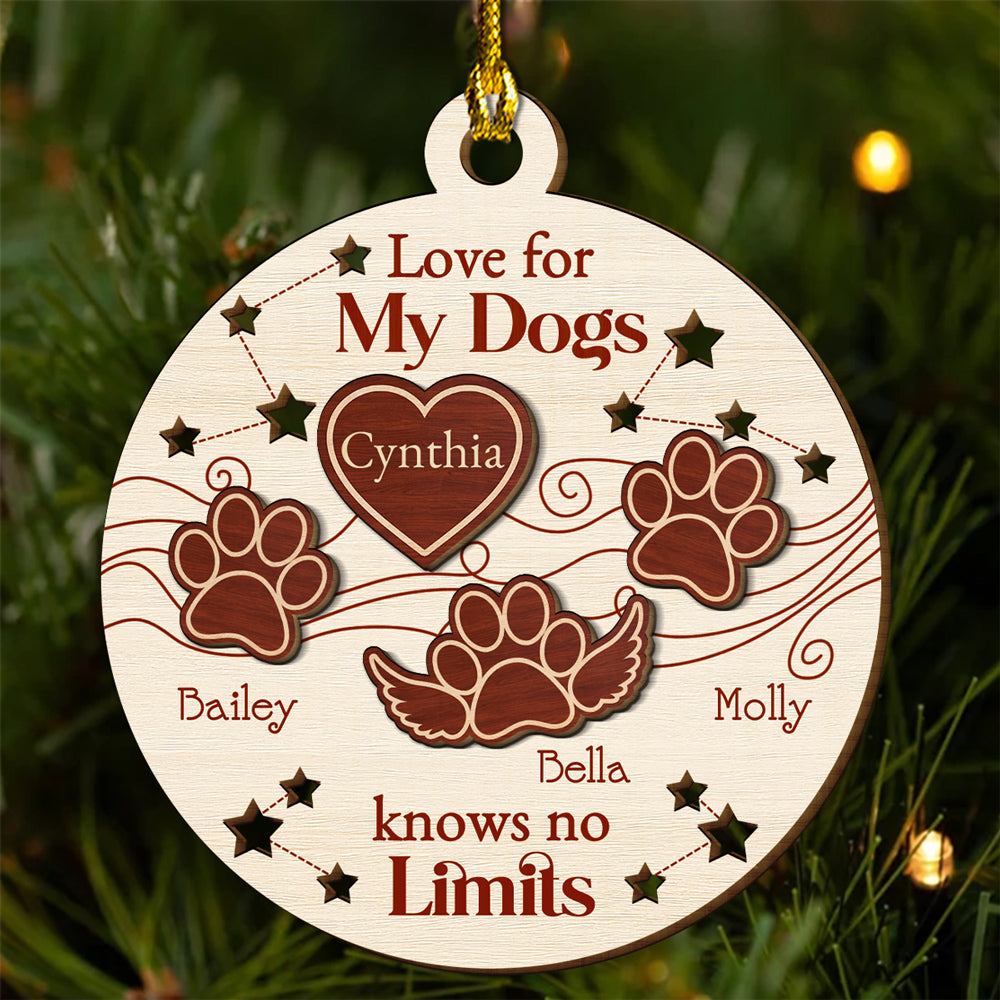 Endless Love for Dogs - Personalized Custom Freeshape 2-Layered Wood Ornament for Holiday Decor