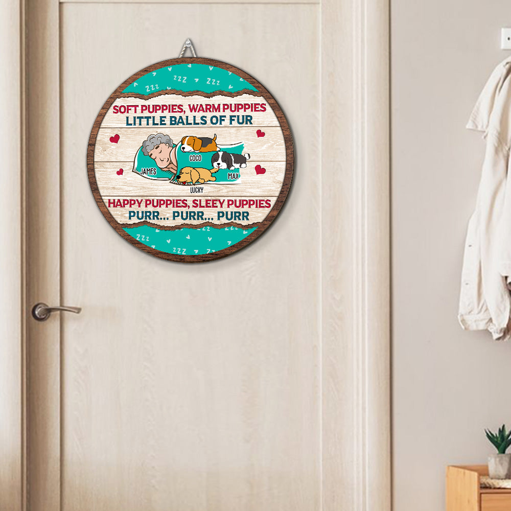 Customizable Soft Puppy Personalized Wood Sign in Multiple Sizes