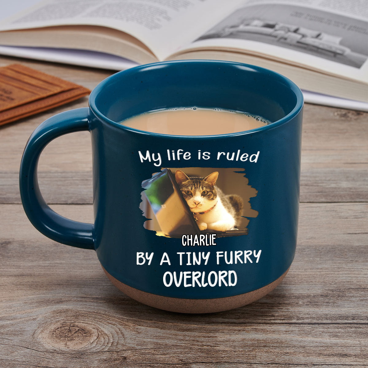 Personalized Custom 11oz Ceramic Mug - Ruled By Tiny Furry Overlords Version with Uploaded Photo