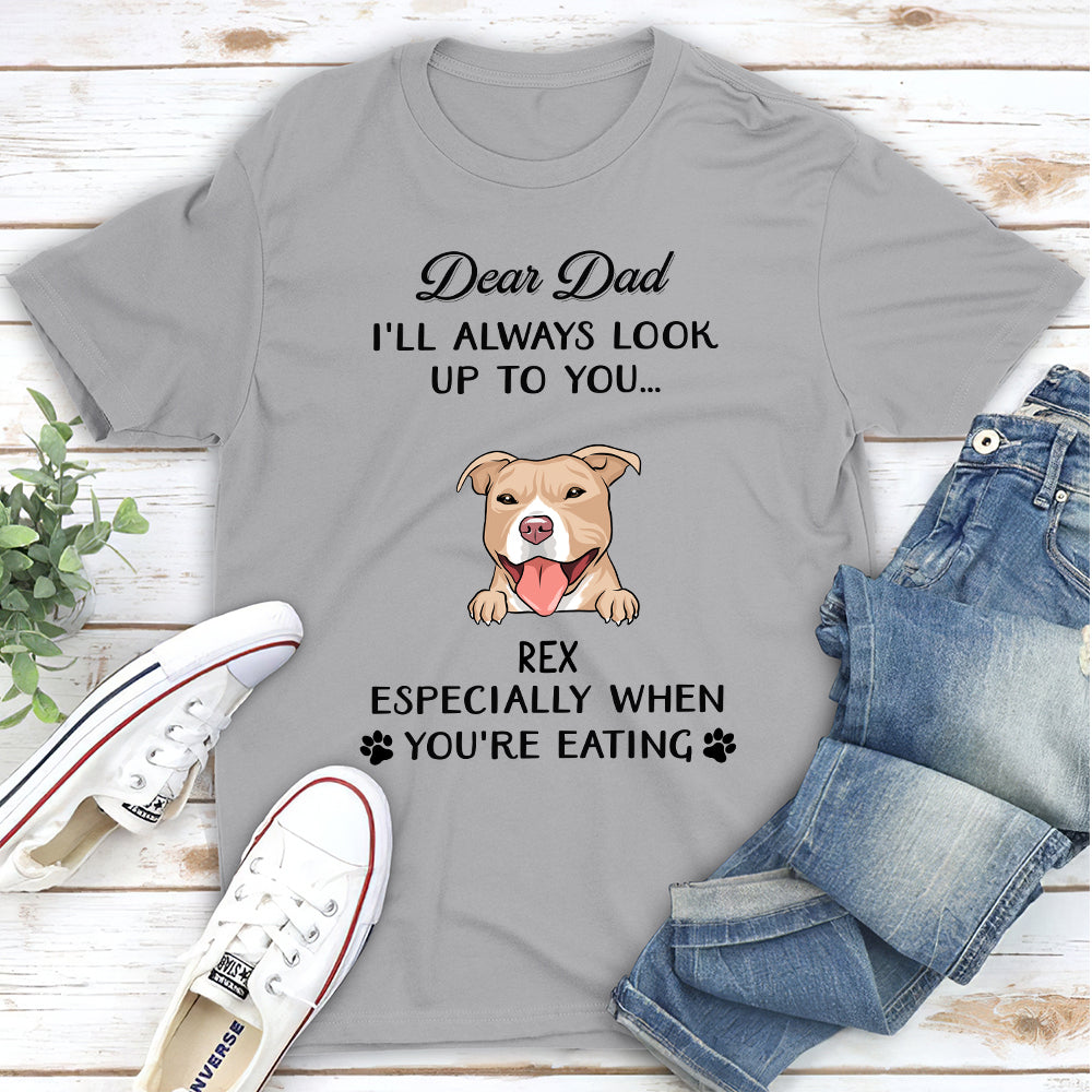 Dear Mom I'll Always Look Up To You 2 - Personalized Custom Unisex 5.3 oz T-shirt for Pet Lovers