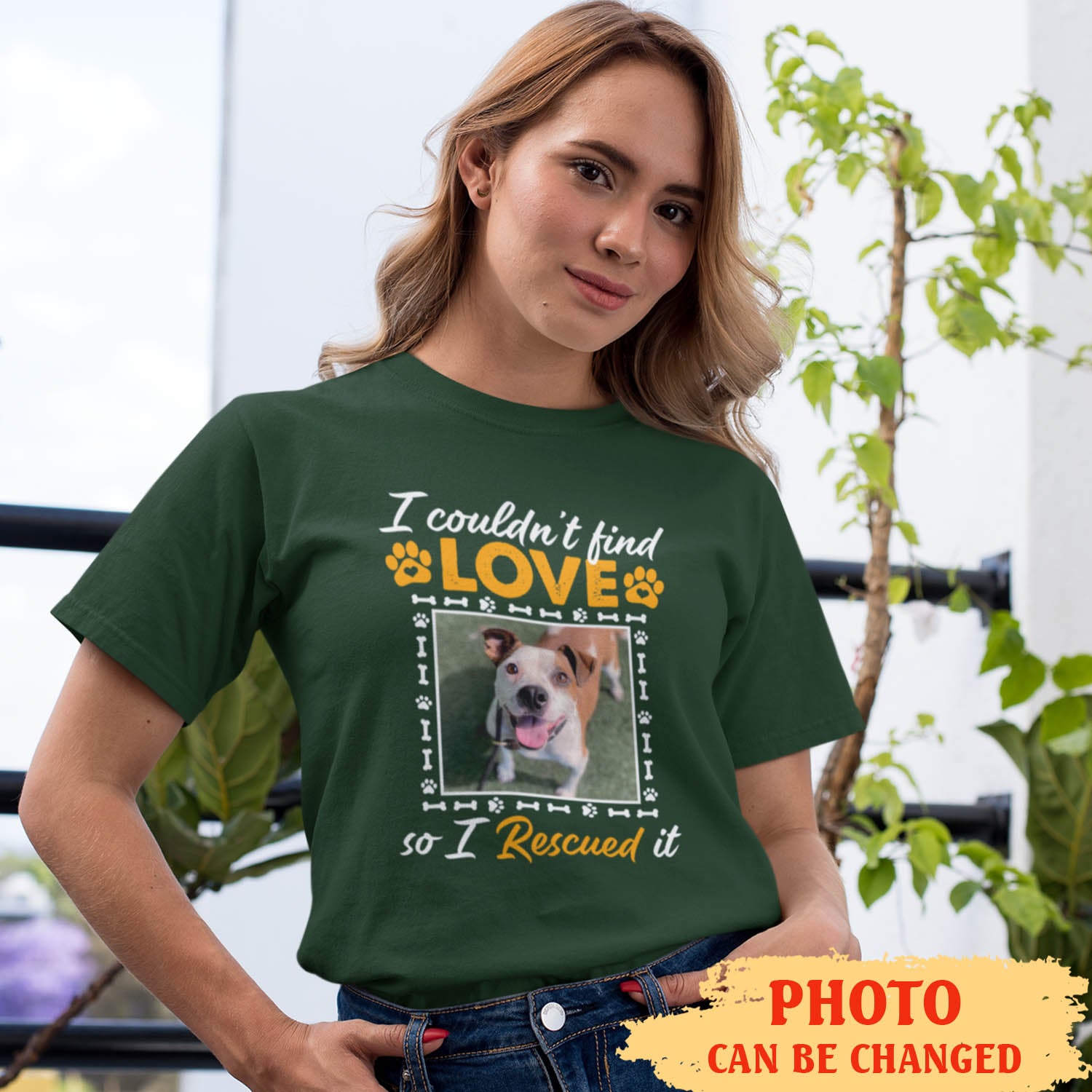 Rescue Love - Unique Personalized Custom Photo Women's T-shirt for Dog Lovers