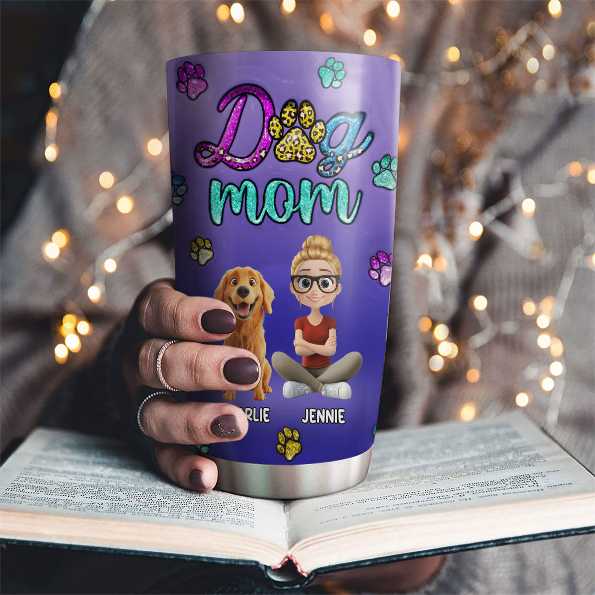 Born To Be a Professional Dog Mom - Personalized Custom 3D Inflated Effect 20oz Stainless Steel Tumbler