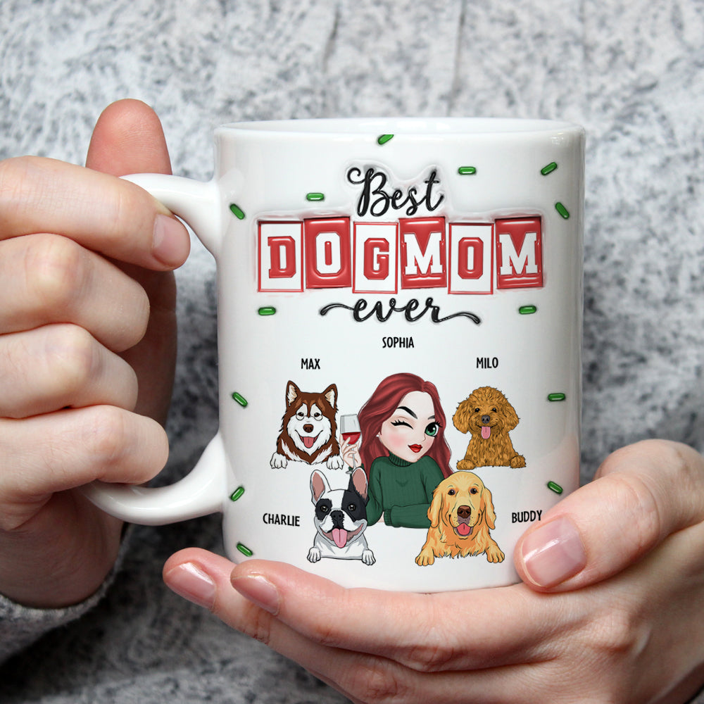 Best Ever Personalized Custom 3D Inflated Effect Ceramic Mug for Dog Moms