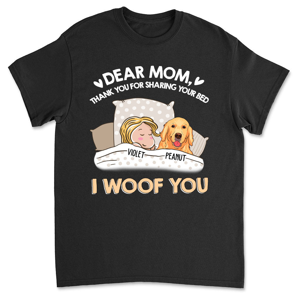 Thank You For Sharing Your Bed - Personalized Custom Unisex 5.3 oz T-shirt for Pet Lovers