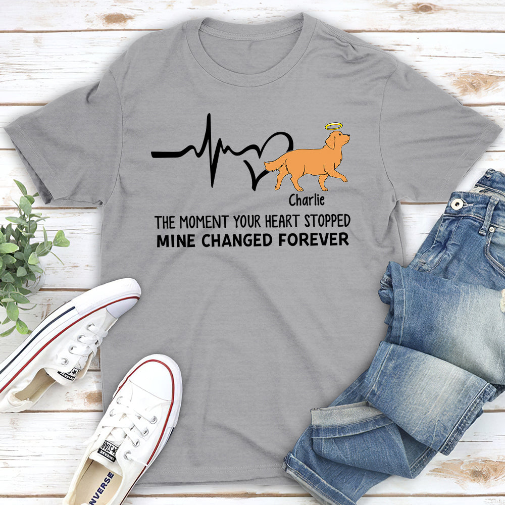 The Moment Your Heart Stopped Mine Changed - Personalized Custom Unisex Memorial T-shirt for Pet Lovers