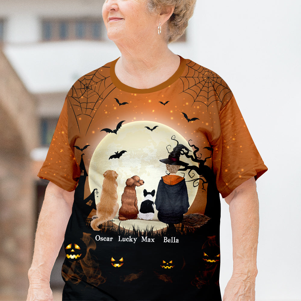 Enchanting Witch And Dogs Personalized Custom All-over-print T-shirt