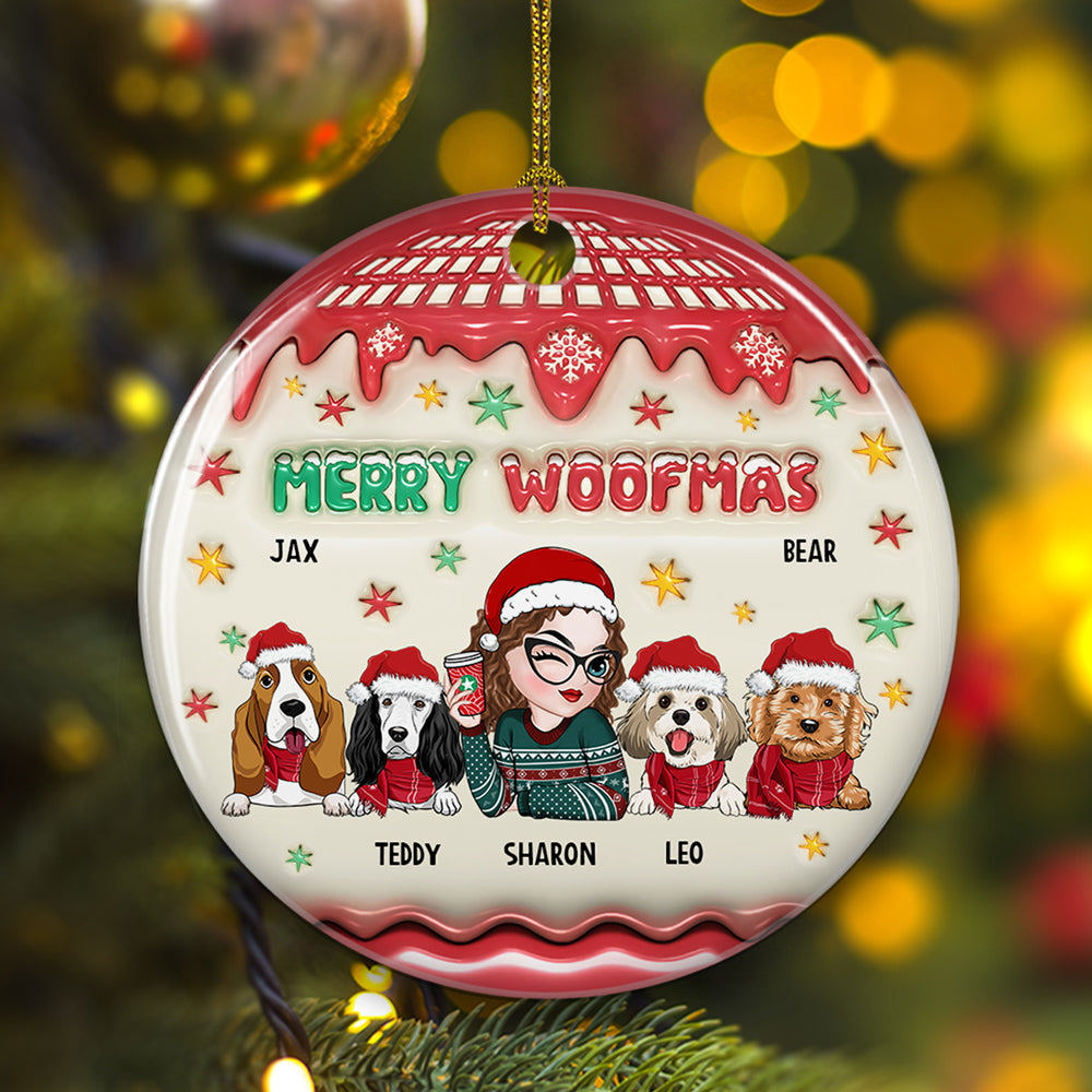 Woofmas Winter - Customizable 3D Inflated Effect Personalized Ceramic Christmas Ornament