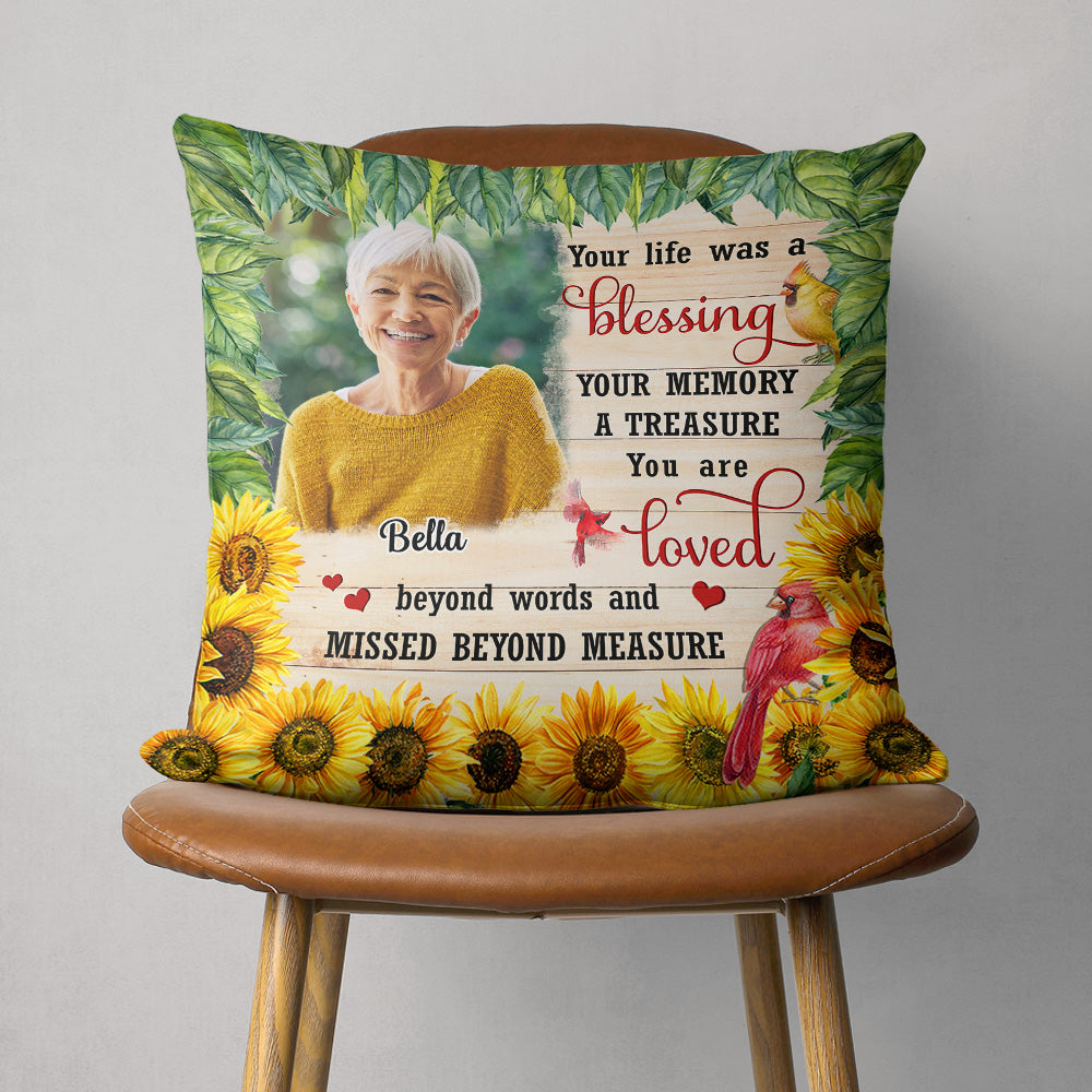 Your Memory A Treasure - Personalized Custom Throw Pillow in 12' x 12' and 18' x 18' Sizes