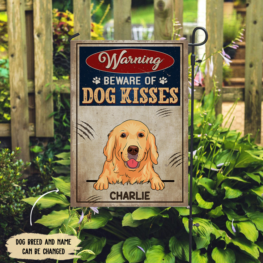Customizable Personalized Dog Kisses Garden Flag in 12' x 18' and 28' x 40' Sizes