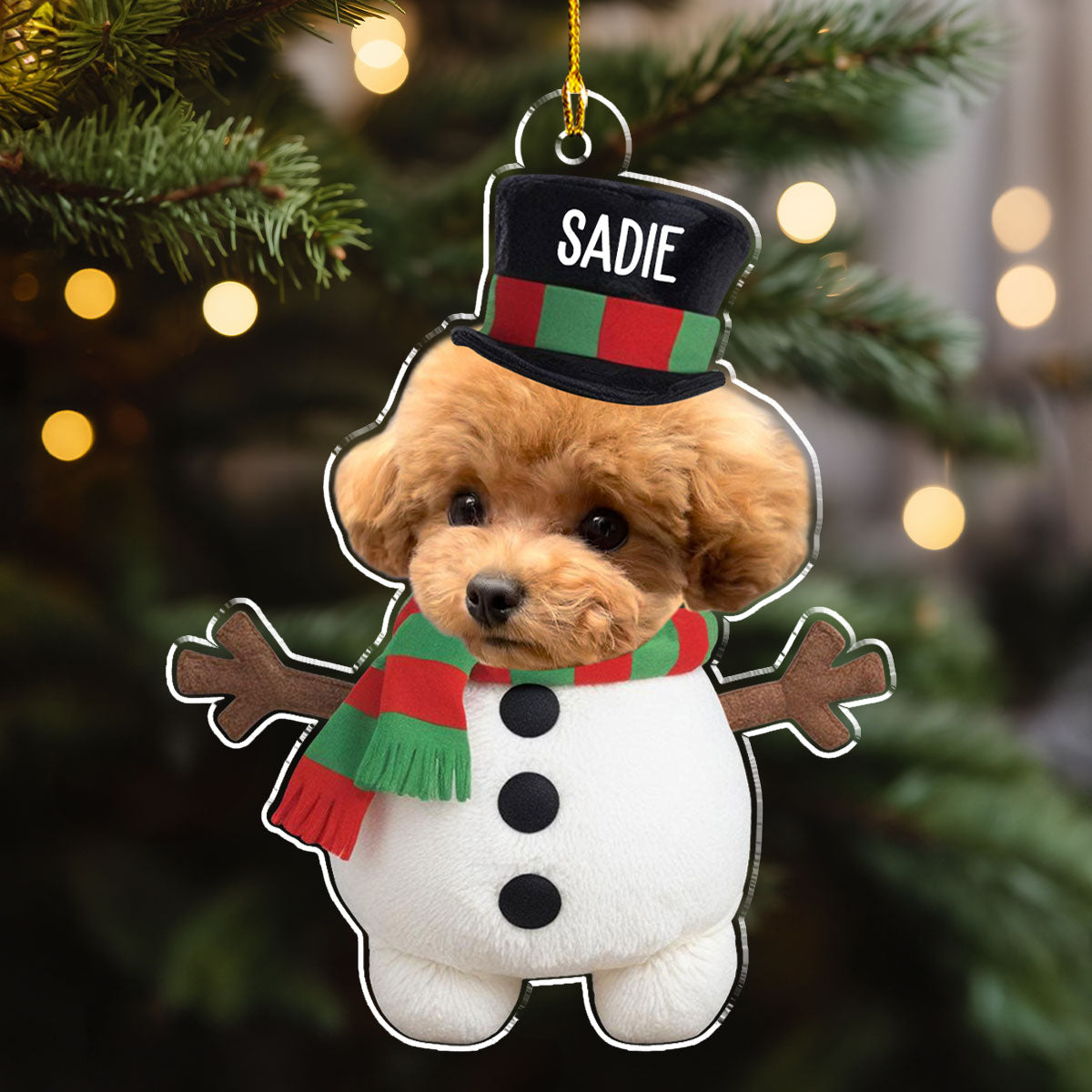 Adorable Personalized Custom Acrylic Dog Face Christmas Ornament