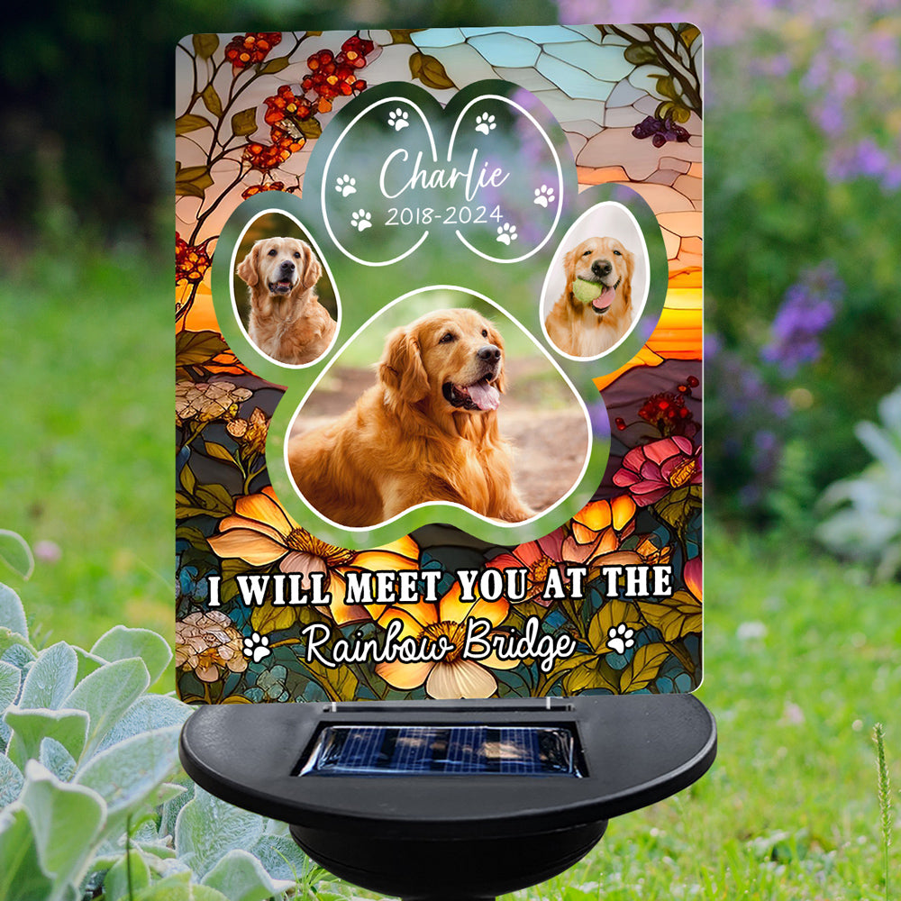 Personalized Custom Solar Light - 'I Will Meet You At The Rainbow Bridge' Tribute