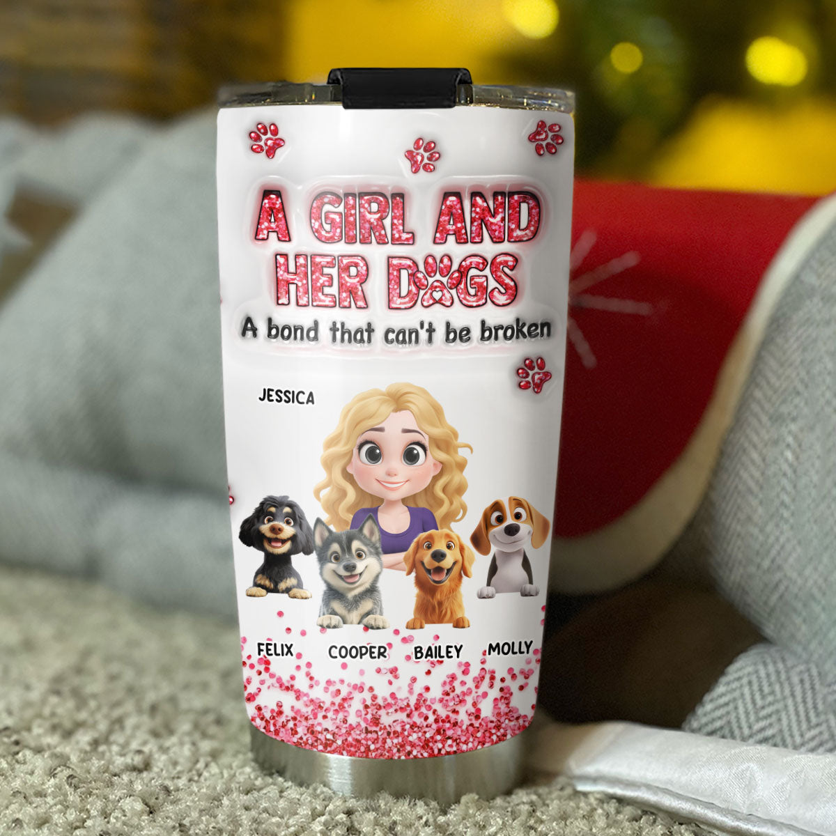 Forever Love My Dog - Personalized Custom 3D Inflated Effect 20oz Stainless Steel Tumbler for All Occasions