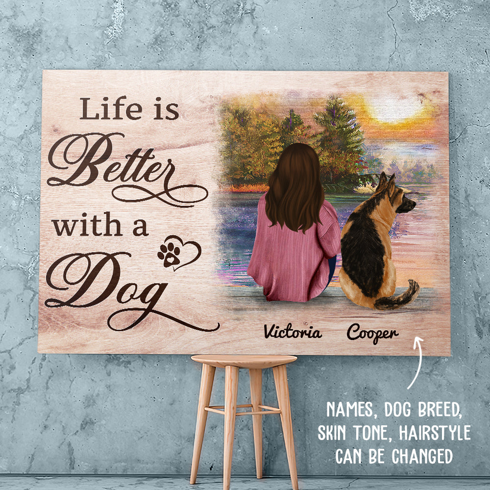 Life Is Better With Dog - Exclusive Personalized Custom Canvas for Pet Lovers