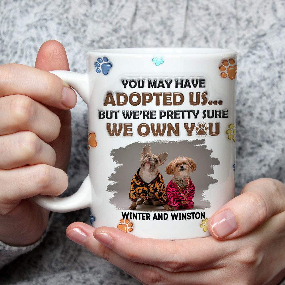 Personalized Custom 3D Inflated Effect Mug with Adopted Dogs Photo - 11oz High - Quality Ceramic