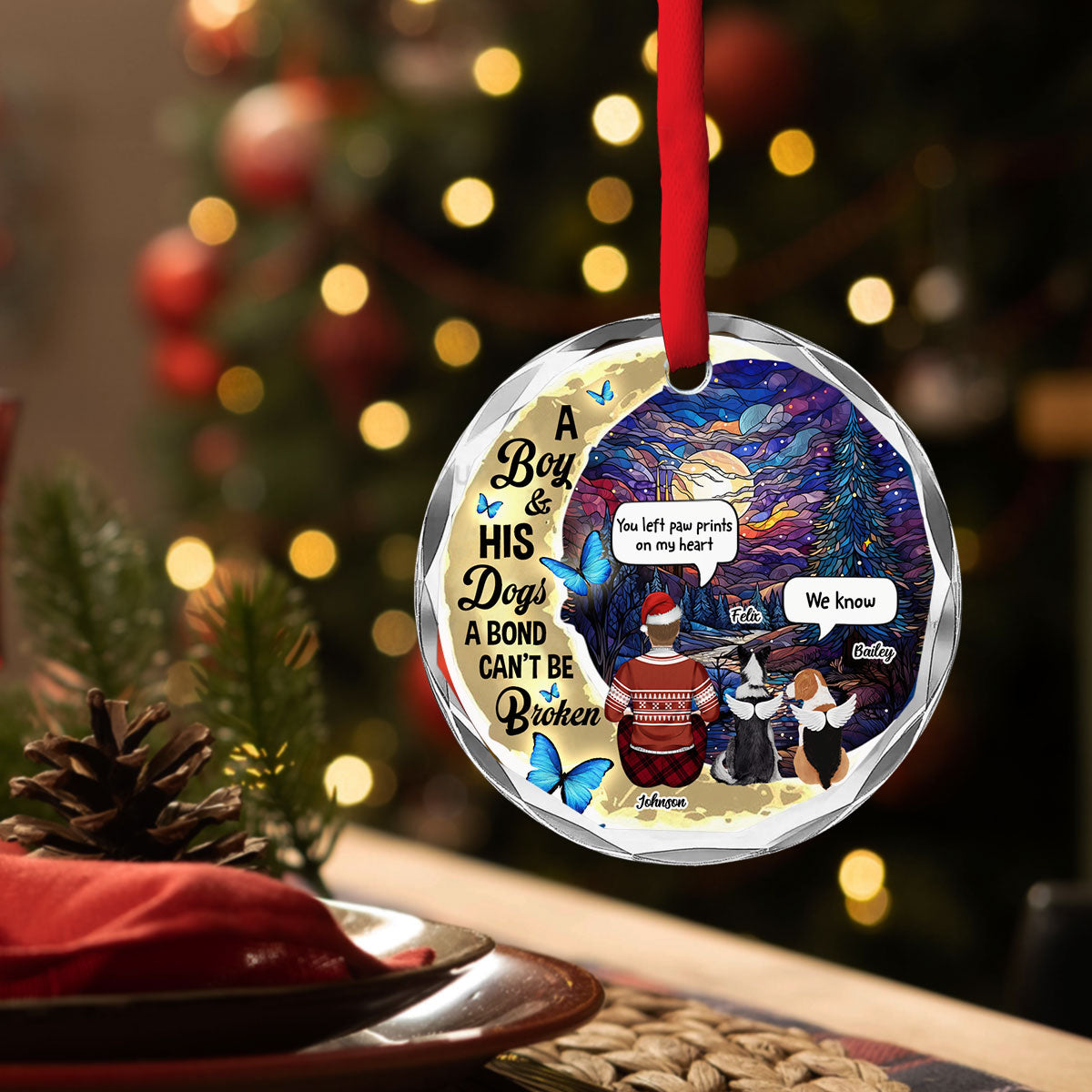 Forever In My Heart - Exquisite Personalized Custom 8mm Thick Glass Ornament, 3.07 Inches Tall