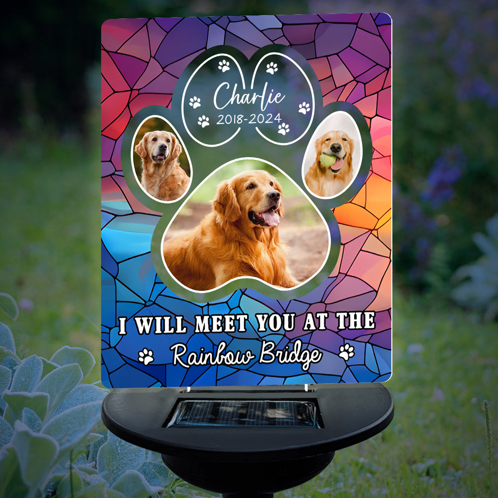 Personalized Custom Solar Light - 'I Will Meet You At The Rainbow Bridge' Tribute