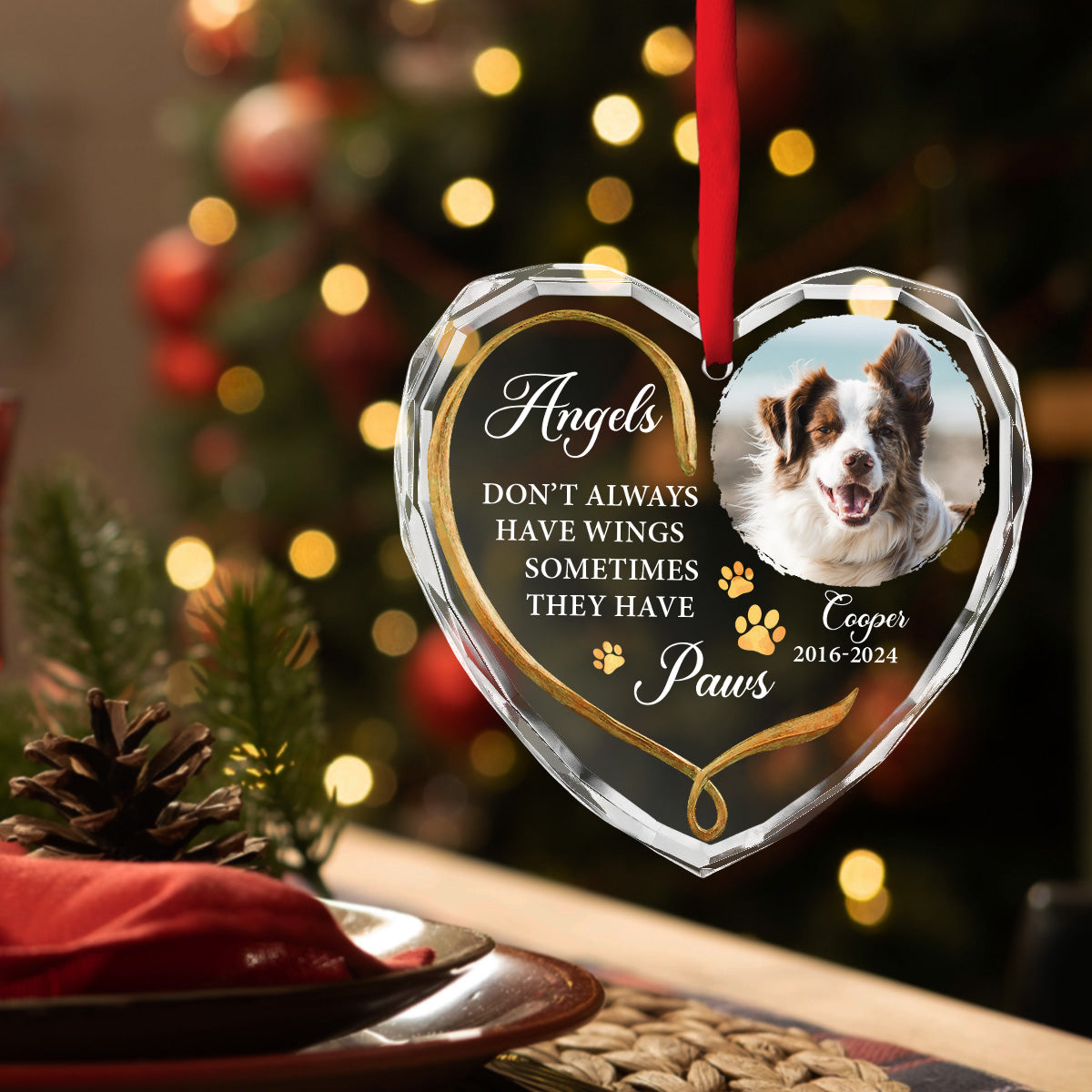Personalized Custom 8mm Thick 3.07-inch Tall Angels Do Not Have Wings Glass Ornament