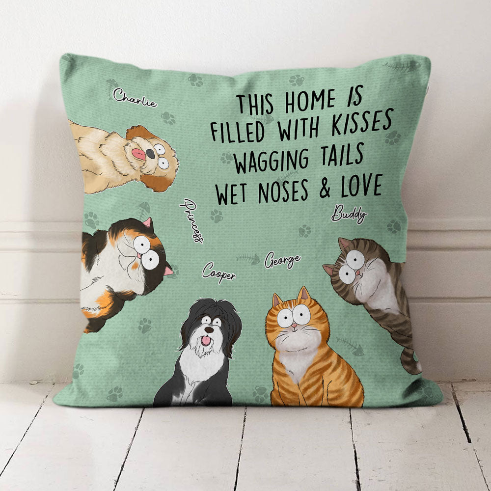 Personalized Custom Throw Pillow Filled With Kisses - 12' x 12' and 18' x 18' Sizes