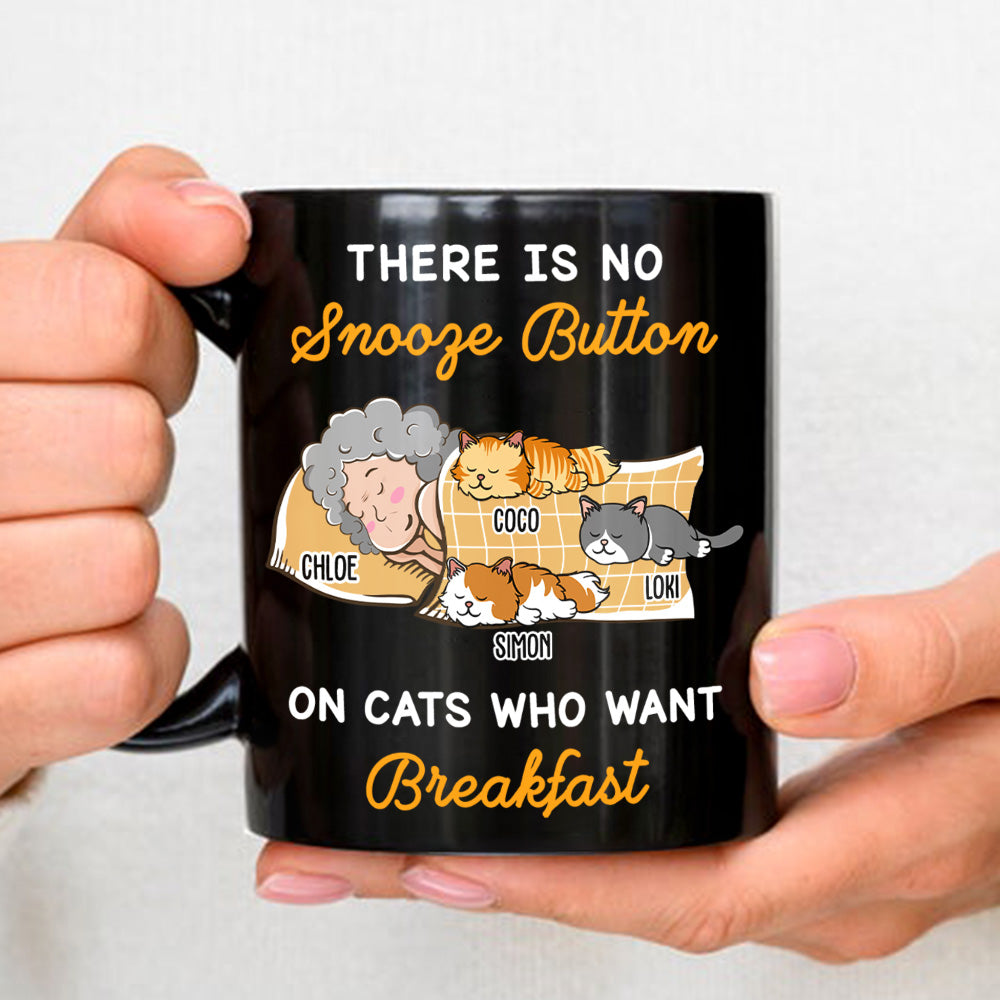 My Cat Wants Breakfast - Personalized 11oz Custom Black Ceramic Coffee Mug
