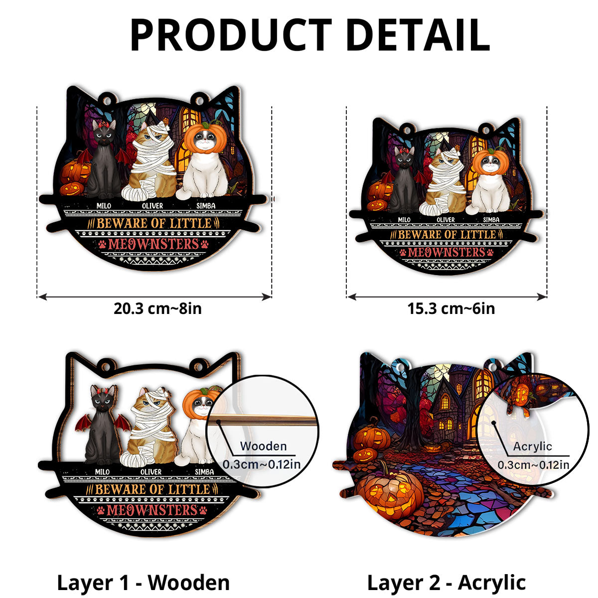 Beware Of Little Meownsters - Unique Personalized Custom Suncatcher for Home Decor and Gifts (6 inches, 8 inches)