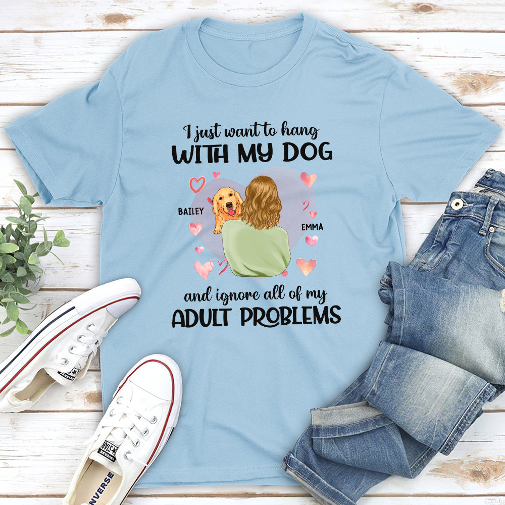 Hang With My Dog - Personalized Custom Unisex Heavy Cotton T-shirt for Pet Lovers