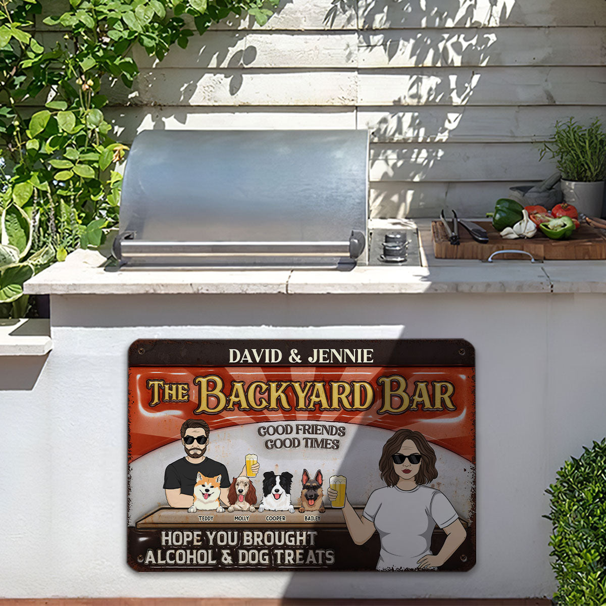 Customizable 3D Inflated Effect Metal Sign for Alcohol and Dog Treats - Personalized Decor