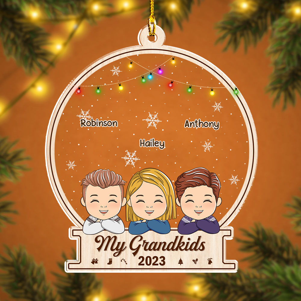 Adorable Personalized Custom Acrylic Christmas Ornament for Grandkids