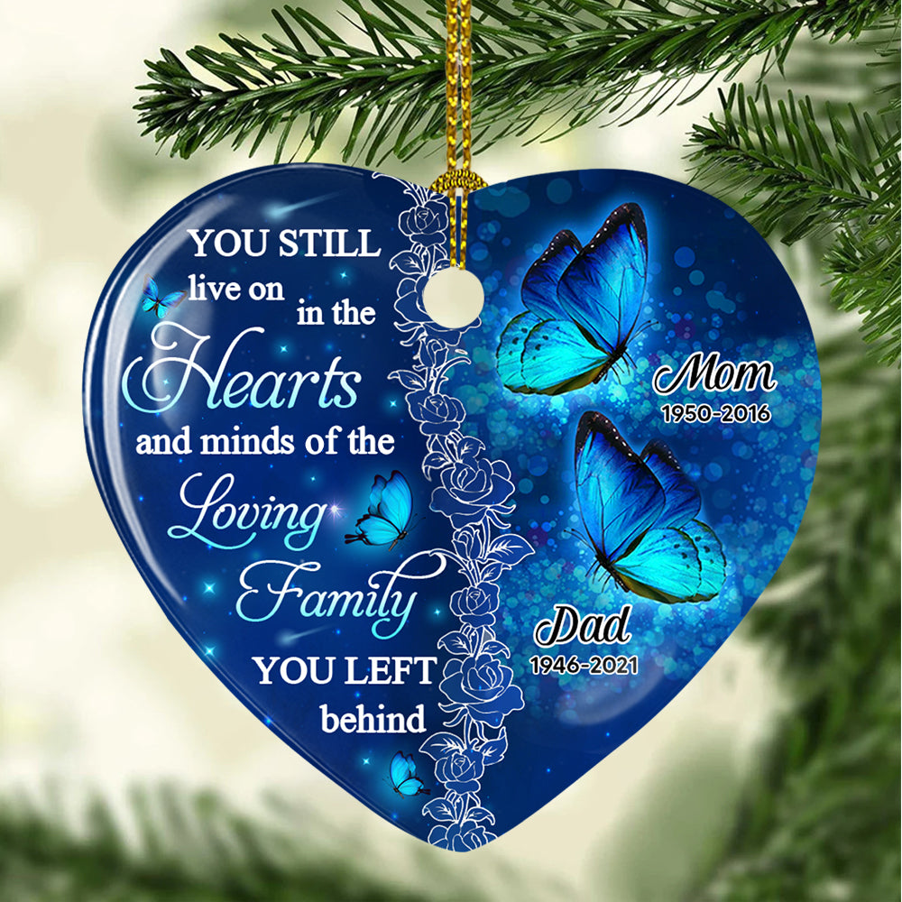 The Loving Family - Exquisite Personalized Custom Heart Ceramic Christmas Ornament
