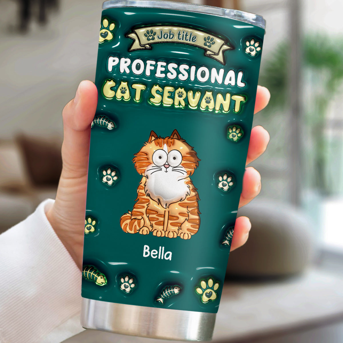 Unique Personalized Custom 3D Inflated Effect 20oz Professional Cat Servant Tumbler for All Occasions