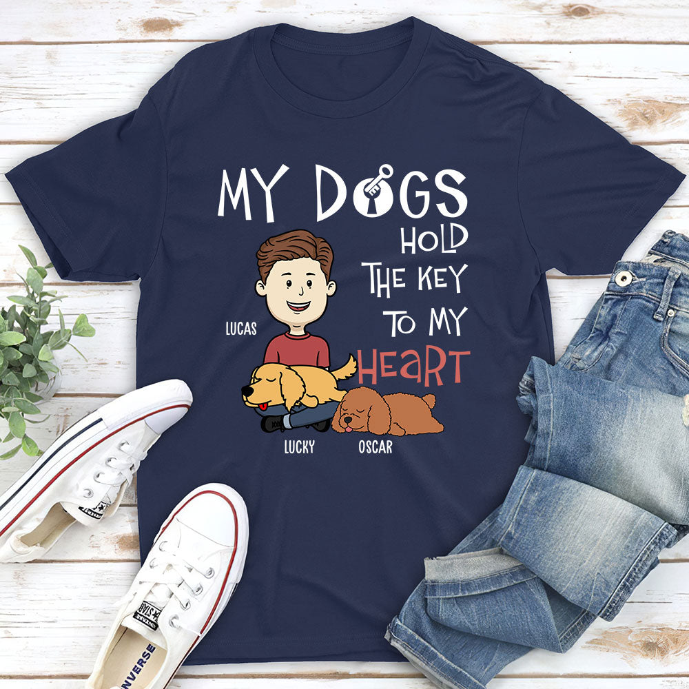 My Dog Holds The Key To My Heart - Personalized Custom Unisex 5.3 oz T-shirt for Pet Lovers