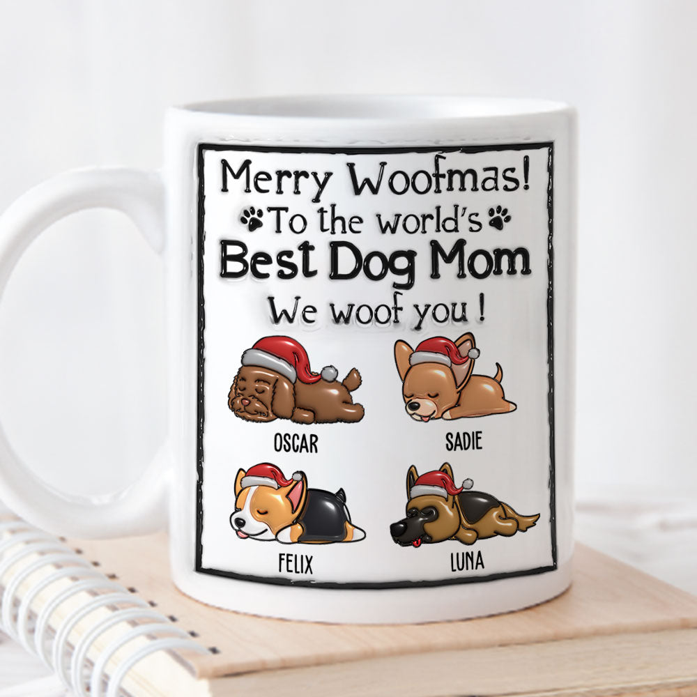 Best Christmas Gift for Dog Dads and Moms - Personalized Custom 3D Inflated Effect 11oz/15oz Mug