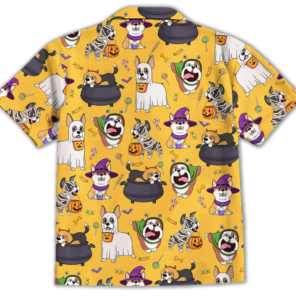 Adorable Dog Halloween Themed Kids Button - up Shirt