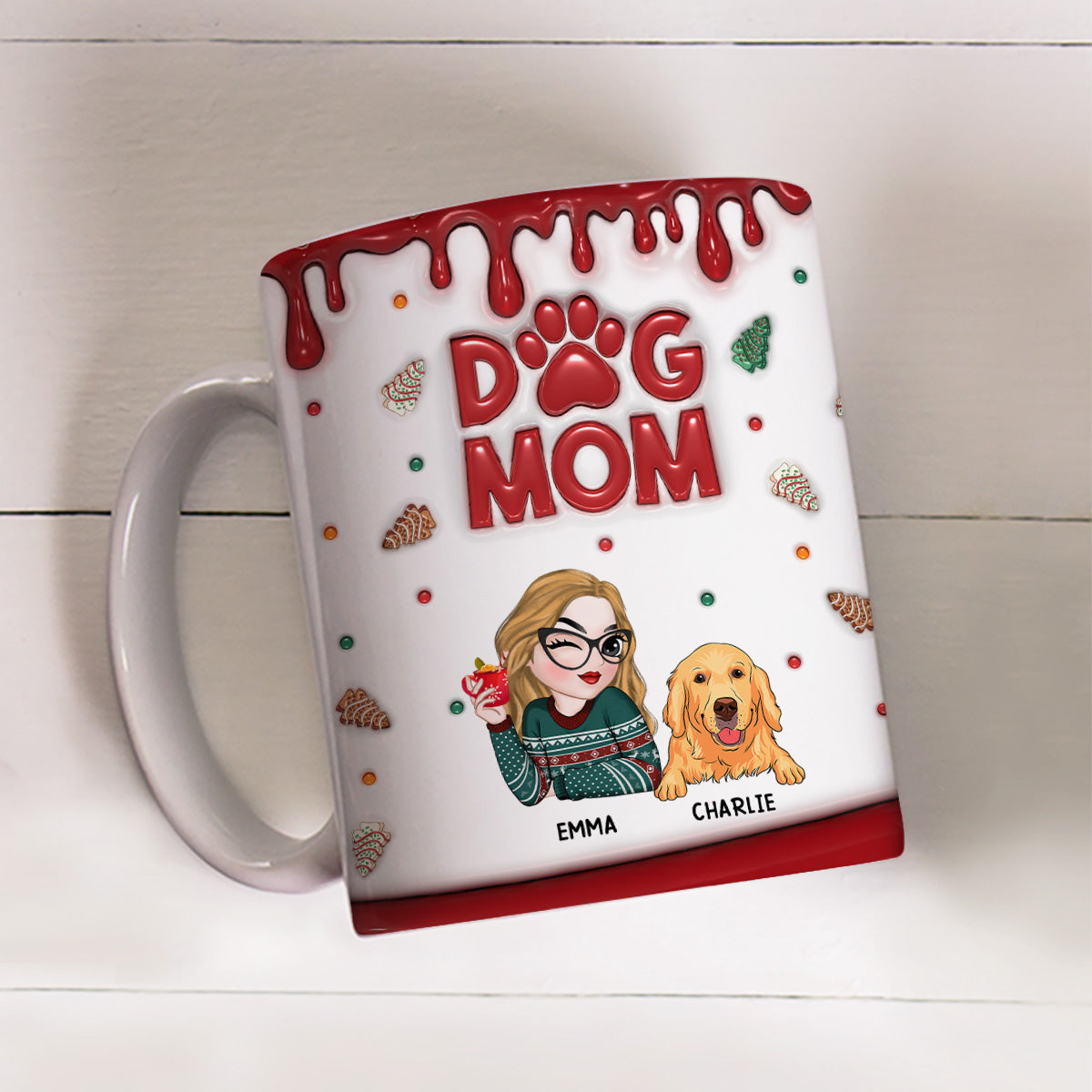 Charming Personalized 3D Inflated Effect Mug for Dog Moms - 11oz
