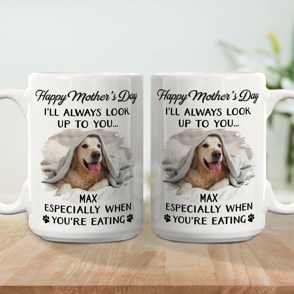 Personalized Custom Coffee Mug with Dog Looking Up At You Photo