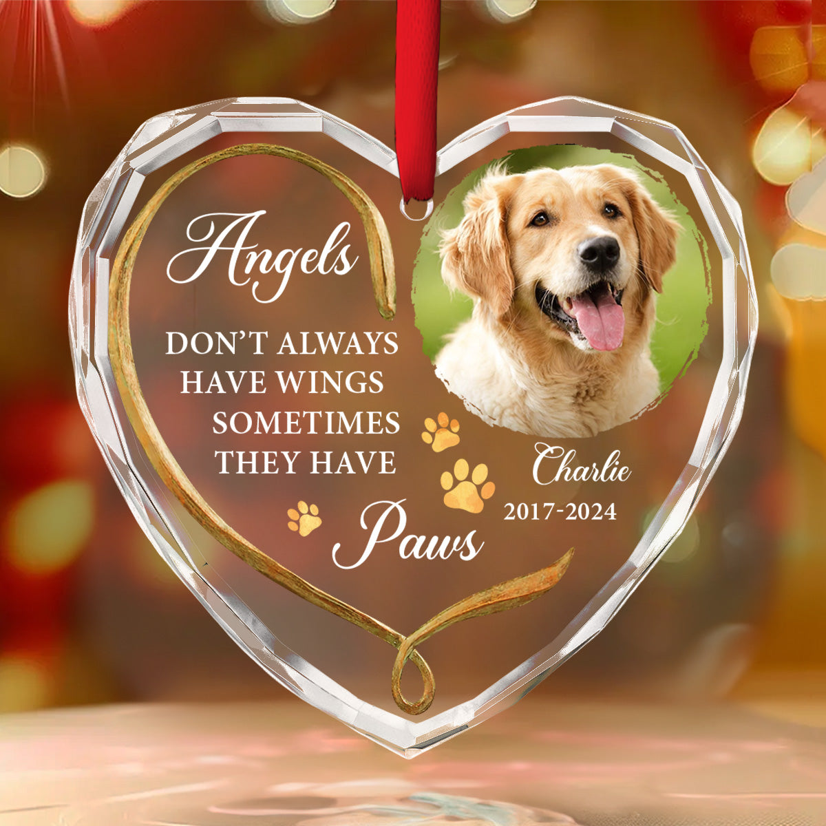 Personalized Custom 8mm Thick 3.07-inch Tall Angels Do Not Have Wings Glass Ornament