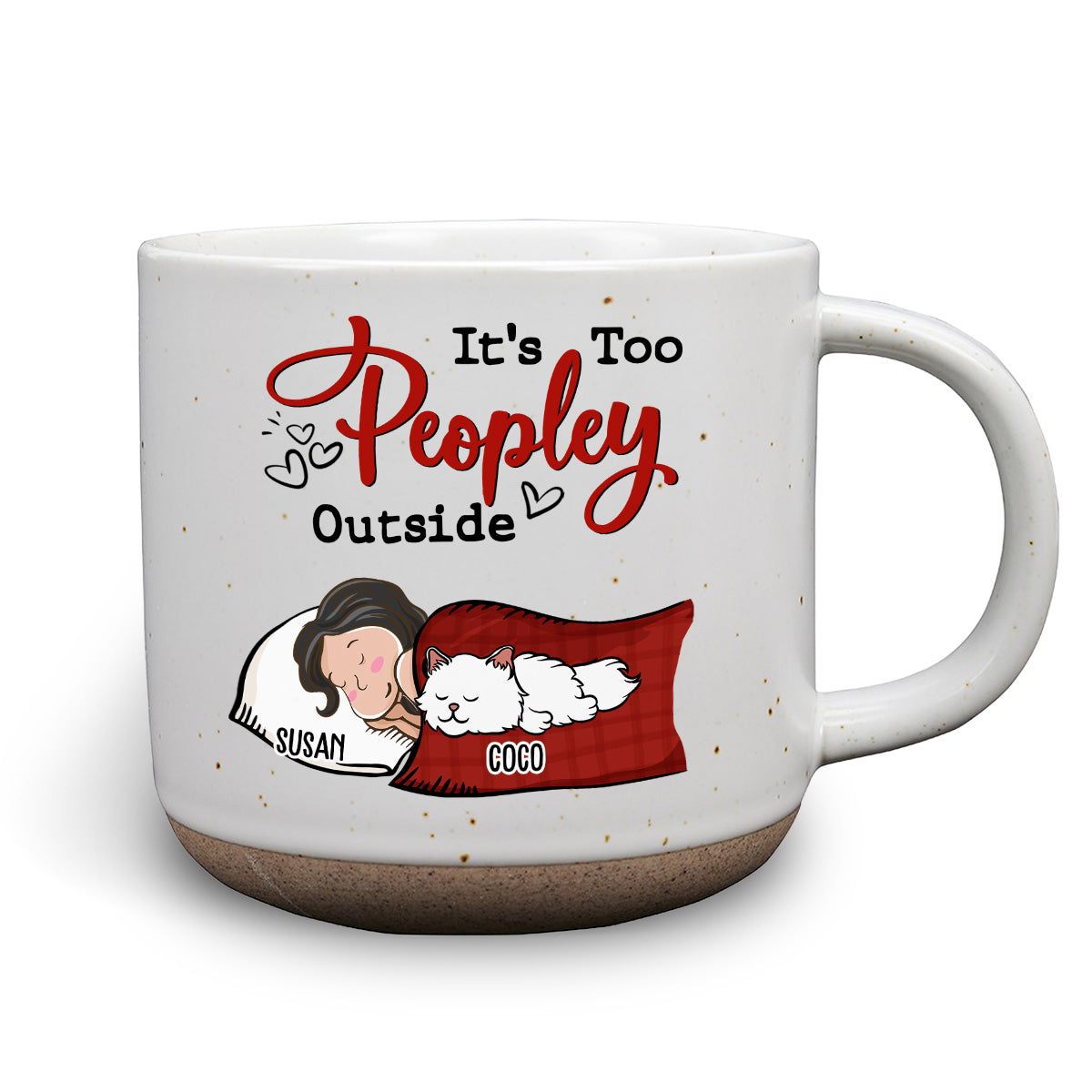 Too Peopley - 11oz Personalized Custom Ceramic Pottery Mug in Dark Blue and White