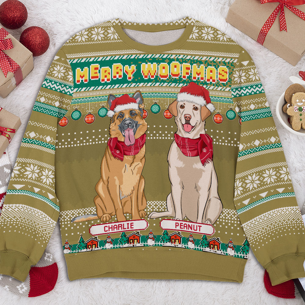 Merry Woofmas From Dog - Personalized Custom All-Over-Print Unisex 8.8 oz Polyester Blend Sweatshirt