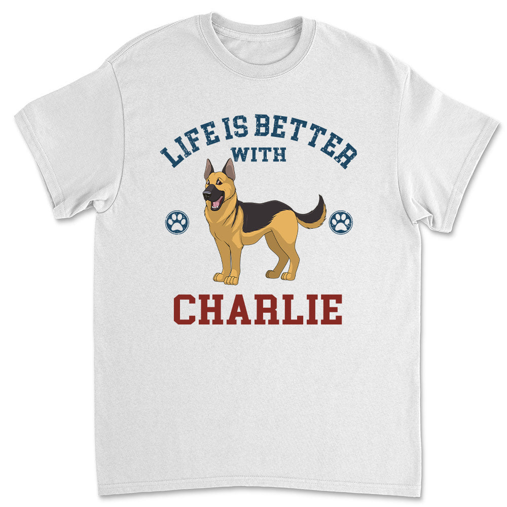 Retro Life Is Better - Customizable Personalized Unisex 5.3 oz T-shirt for Pet Lovers