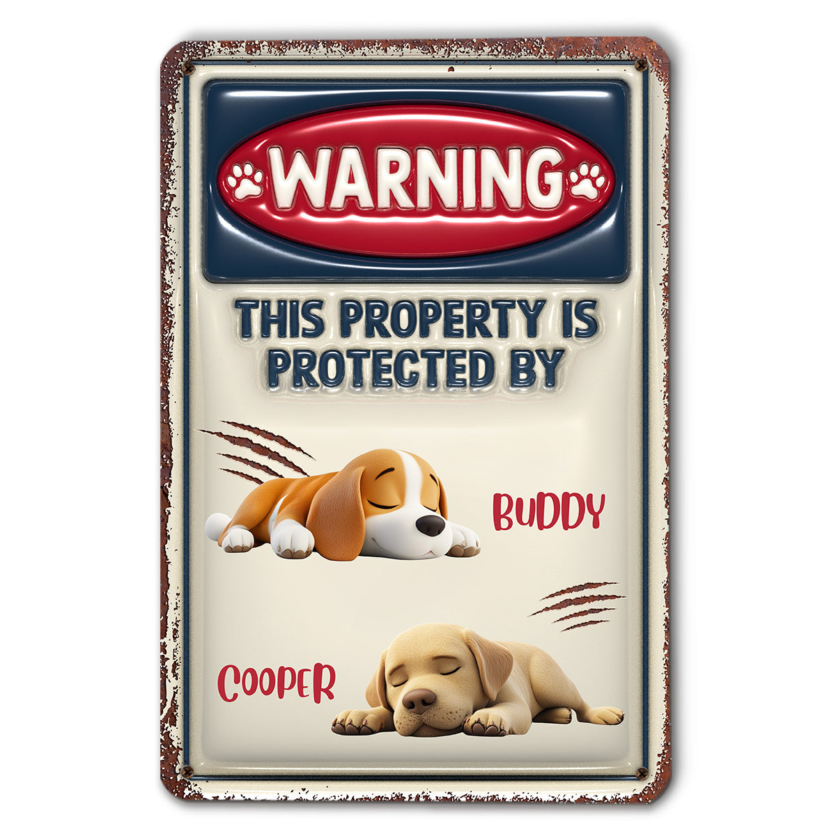 Personalized Custom 3D Inflated Effect Metal Sign - Property Is Protected By My Dog