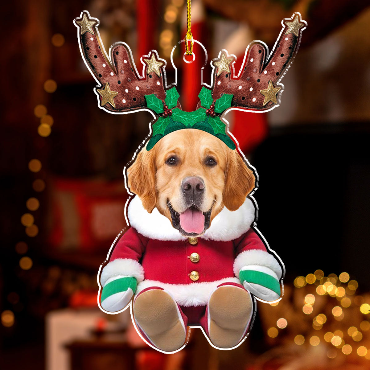 Personalized Custom Baby Dog Reindeer Acrylic Christmas Ornament