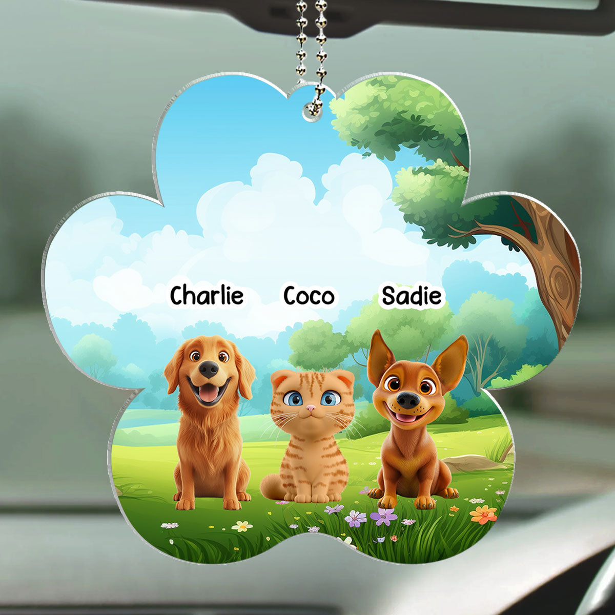 A Piece Of My Heart Is At The Rainbow Bridge - Customizable Personalized Acrylic Car Ornament for Unique Interior Decor