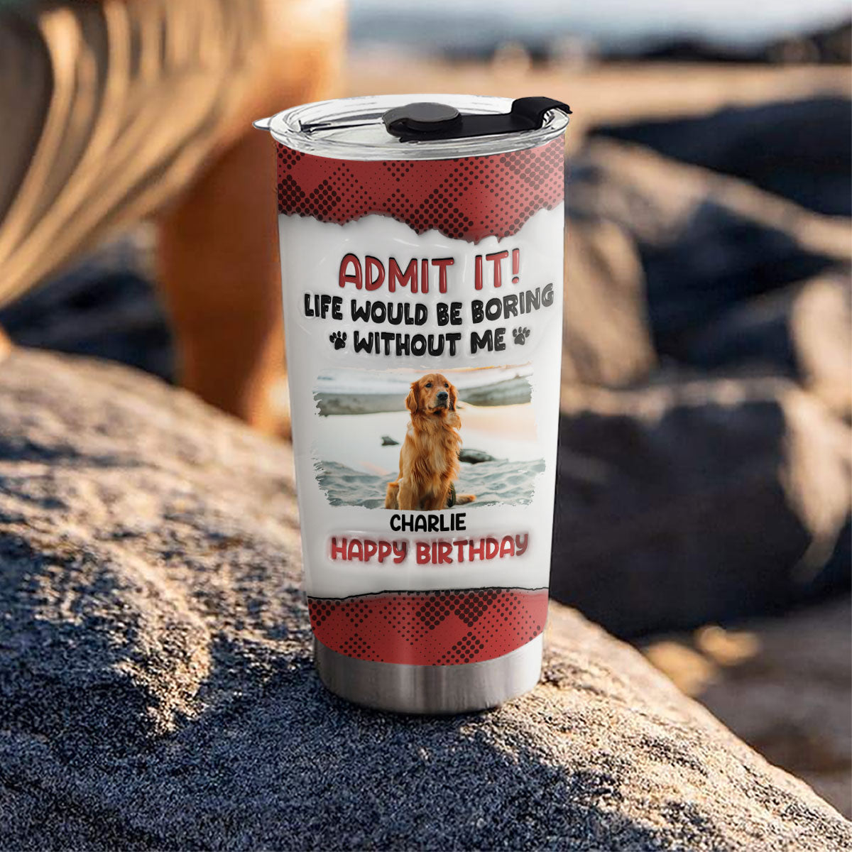 Boring Life Version Dog - Personalized Custom 3D Inflated Effect 20oz Stainless Steel Tumbler for All Occasions