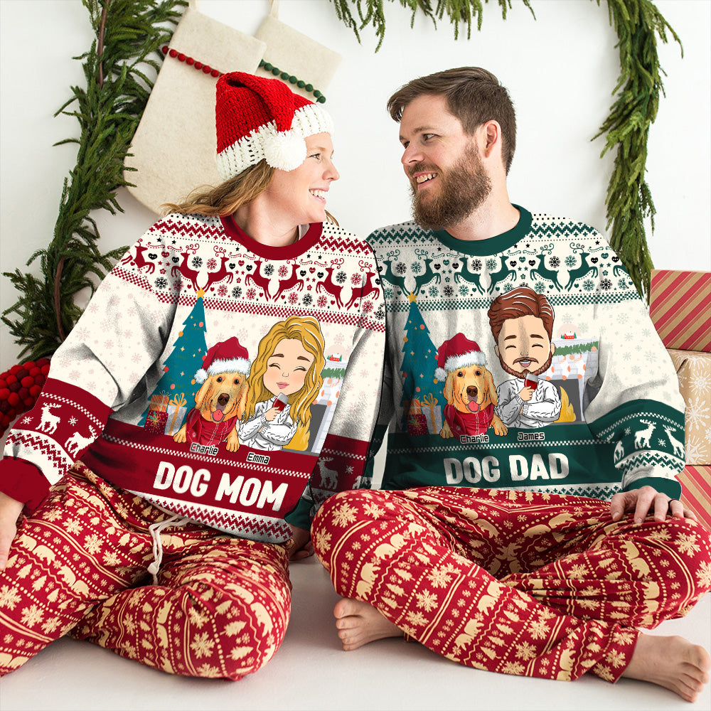 Dog Servant Pawlidays - Customizable All-Over-Print Unisex Sweatshirt for Dog Lovers