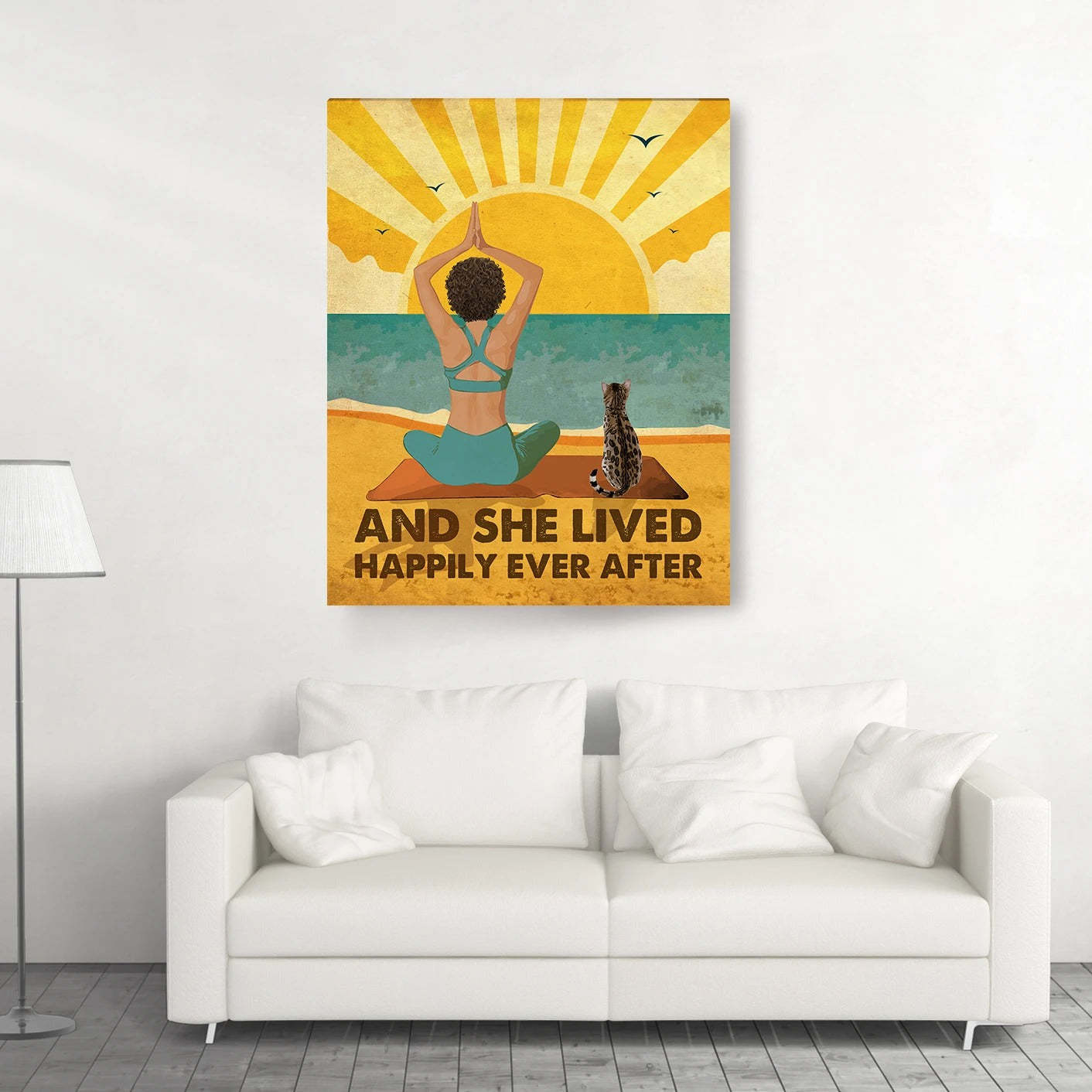 Yoga And Cat - Happily Ever After - Personalized Custom Matte Canvas Print for Pet Lovers